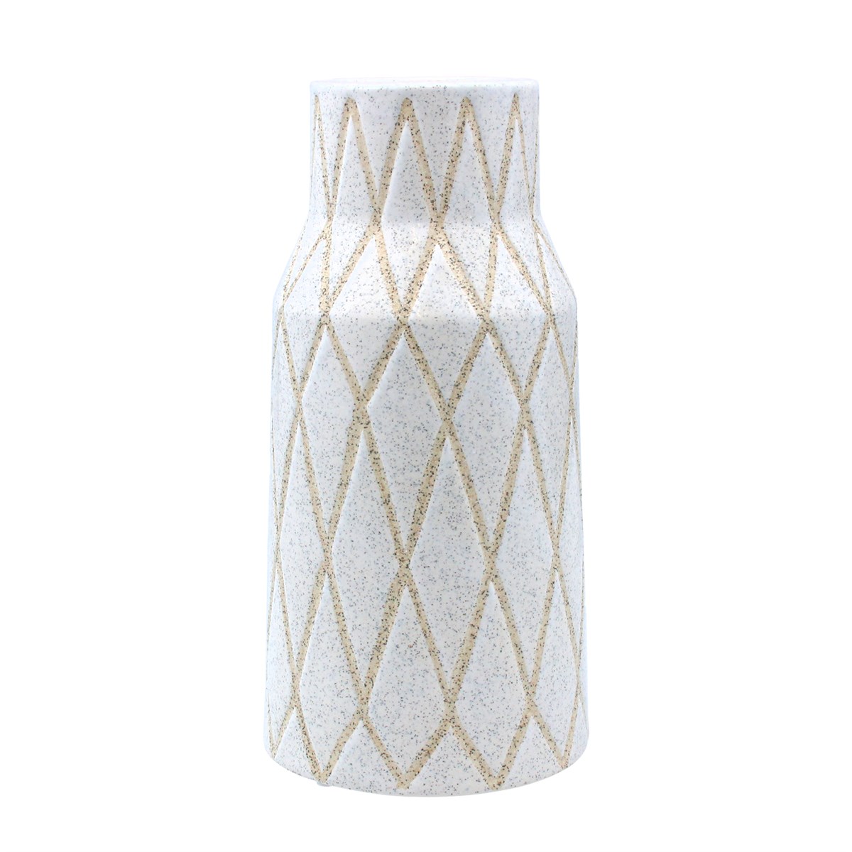 A large speckled ceramic vase with all over geo design. The perfect addition to your home or the perfect gift for yourself or a loved one. By London designer Gisela Graham.